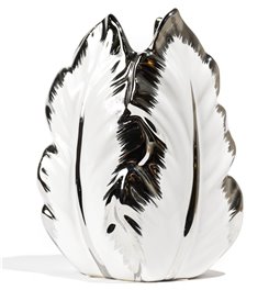 Vase  Grette, white/silver, 12x8x27cm