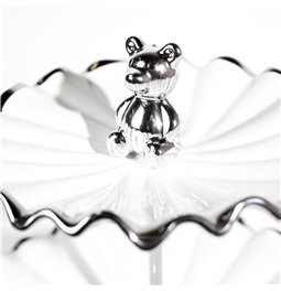 Decorative ceramic fruit plate Greisy,white/silver color, H28.5cm, D26cm