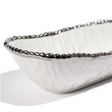 Декоративное блюдо Галла, цвет белый/серебро, 34х10,5х6,5см.