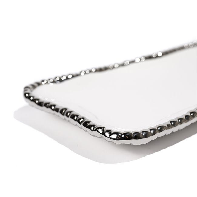 Ceramic fruit plate Gavi 2, white gold color, 25.5x13x2.5cm