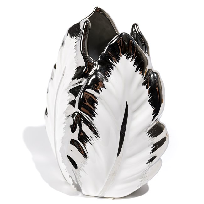 Vase Grette, white/silver color, 12x8x27cm