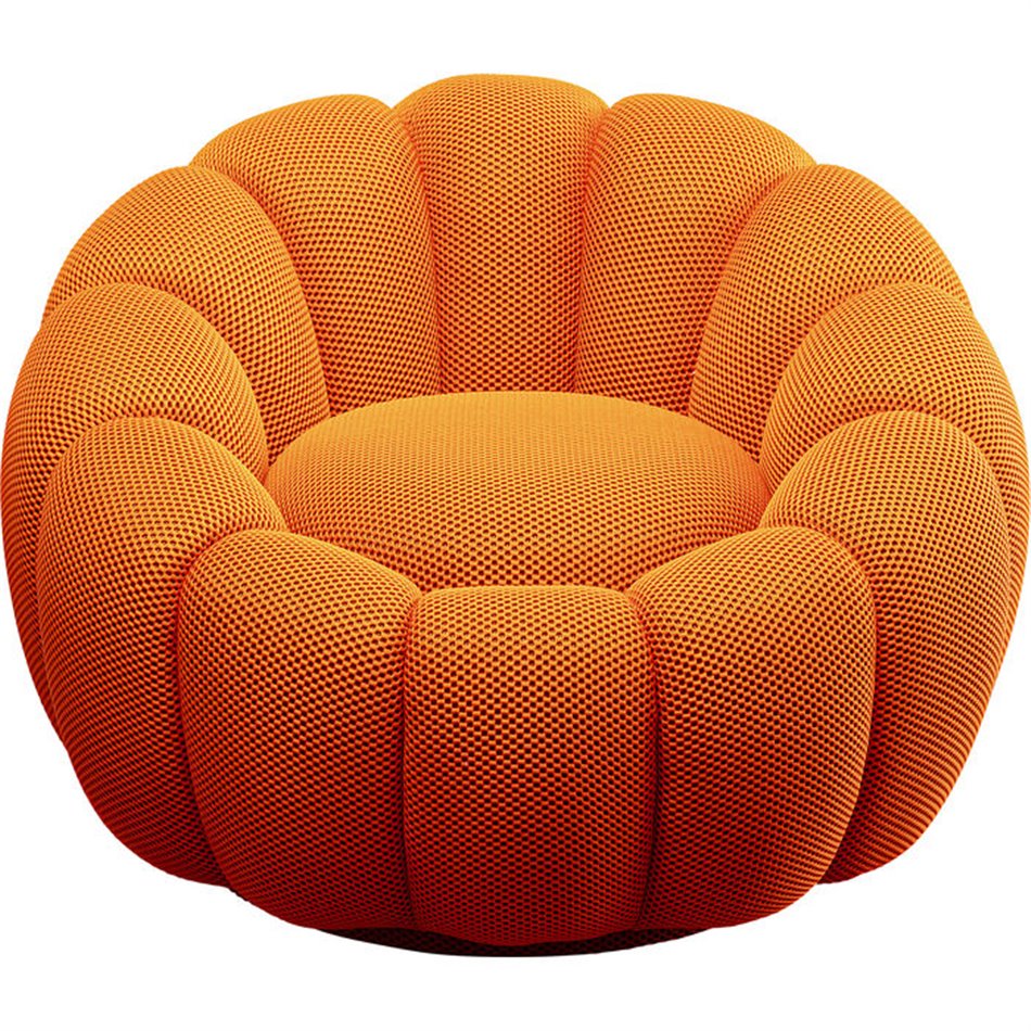 Swivel armchair Peppo Bloom, orange, H66xD94cm, seat height 40cm