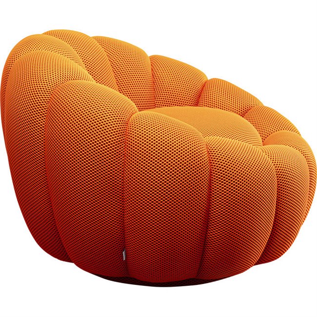 Swivel armchair Peppo Bloom, orange, H66xD94cm, seat height 40cm