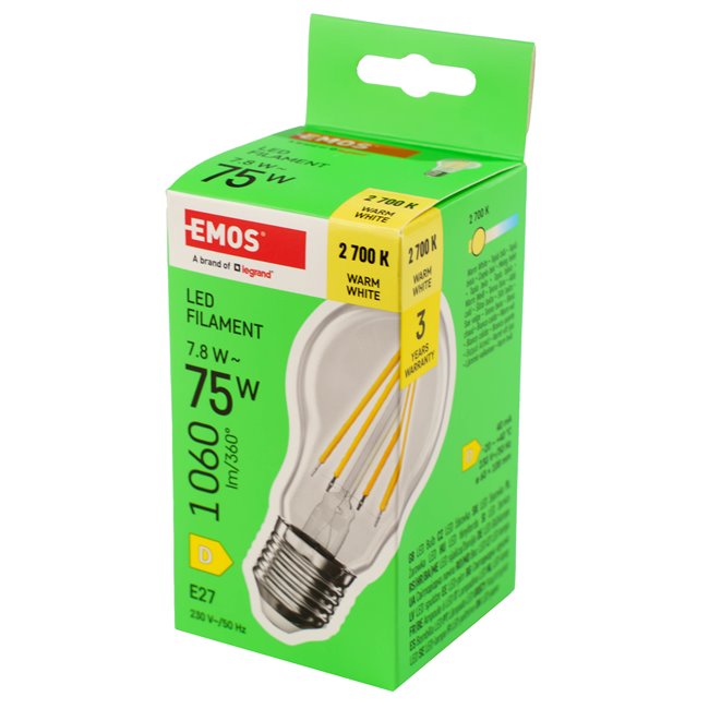 LED Bulb WW warm white, E27 7.8W, 1060lm, 2700K, H11x6x6cm