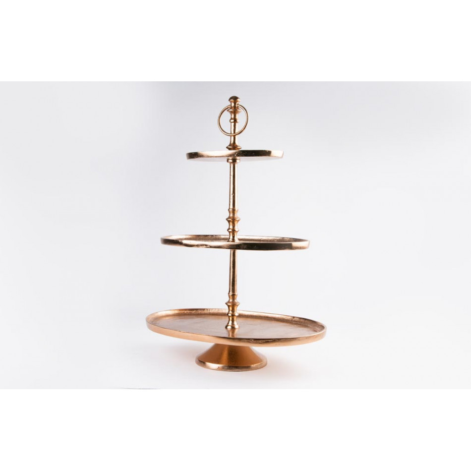 3-tier serving stand Veino, copper color, H48cm D-36/29/19cm