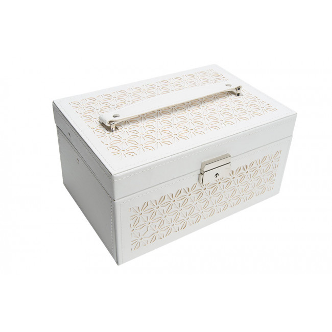 Jewellery box white, leather imitation, 25x17x13cm