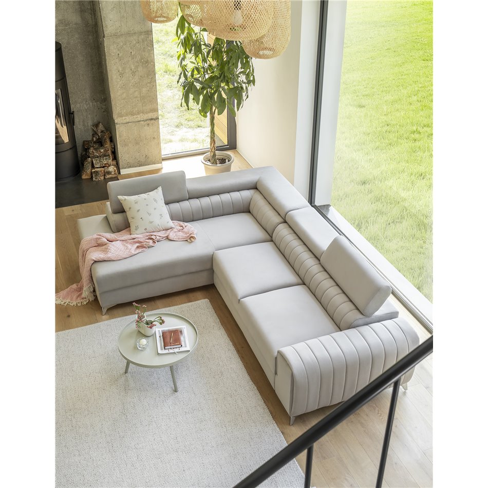 Corner sofa Elaurence L, Dora 96, gray, H92x278x205cm