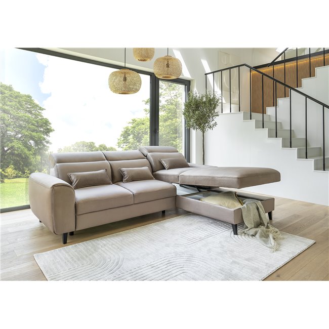 Corner sofa Elfoble R, Nube 24, salmon-colored, H100x267x196cm