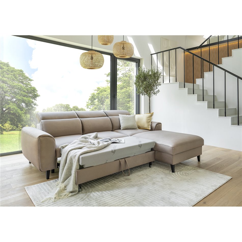 Corner sofa Elfoble R, Nube 24, salmon-colored, H100x267x196cm
