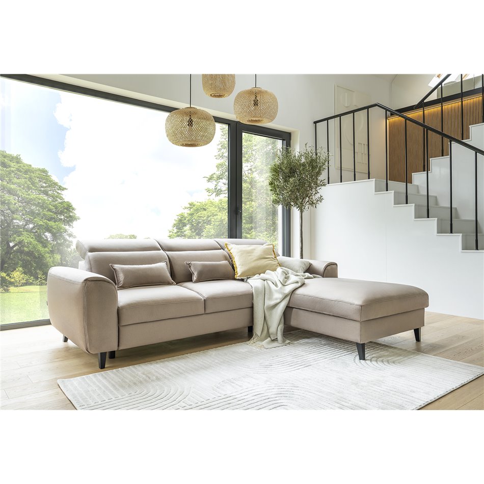 Corner sofa Elfoble R, Velvetmat 100, blue, H100x267x196cm