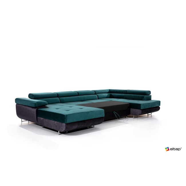 U shape sofa Elcardo U Right, Mat Velvet 75, green, H90x345x58cm