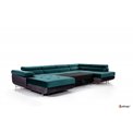 U shape sofa Elcardo U Right, Mat Velvet 75, green, H90x345x58cm