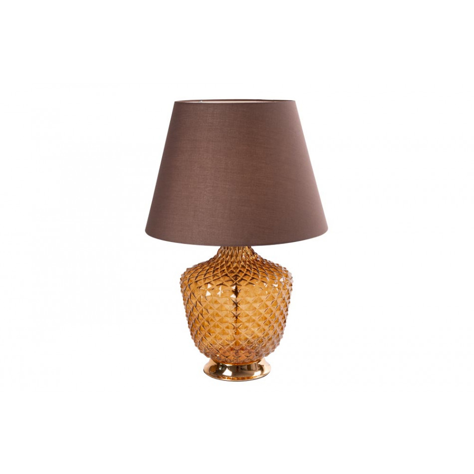 Table lamp Dulute, brown glass, brass metal, E27 60W (max), H-62cm, Ø-40cm