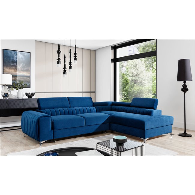 Угловой диван Elaurence R, Kronos 09, синий, H92x278x205см
