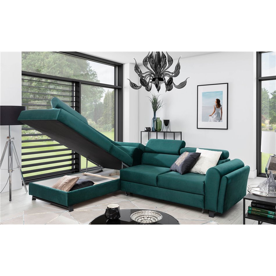 Corner sofa Elkairos L, Cover 70, blue, H95x265x200cm