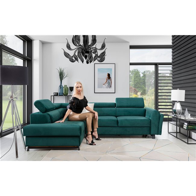 Corner sofa Elkairos L, Cover 70, blue, H95x265x200cm