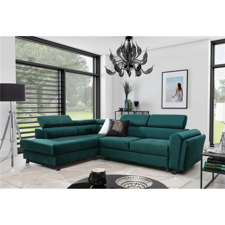 Corner sofa Elkairos L, Omega 02, gray, H95x265x200cm