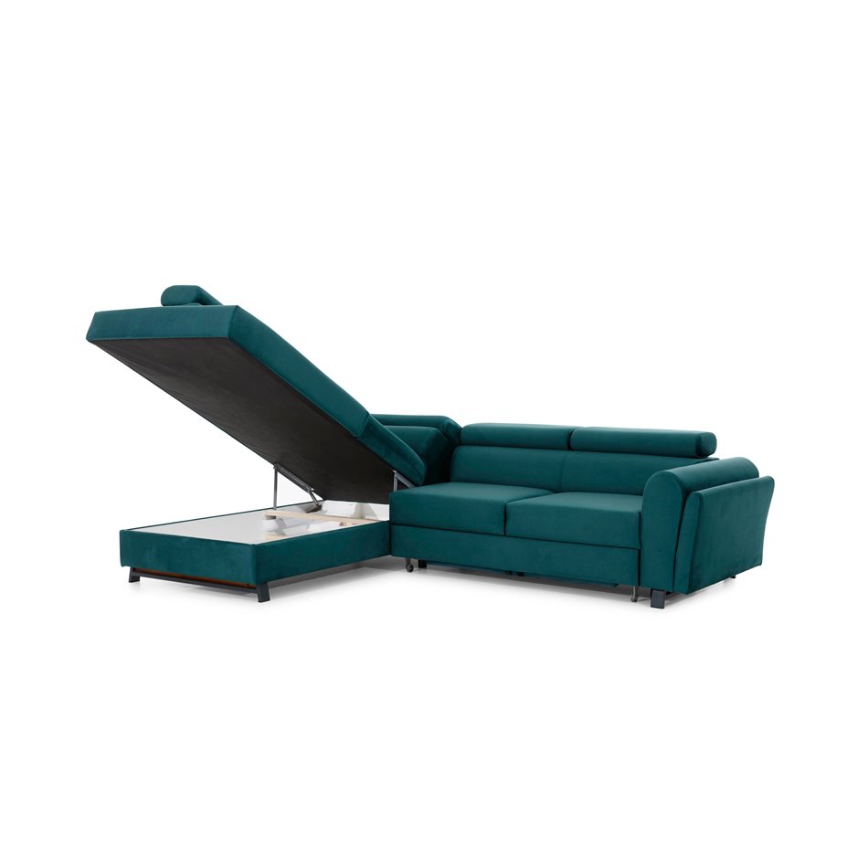 Corner sofa Elkairos L, Omega 86, blue, H95x265x200cm