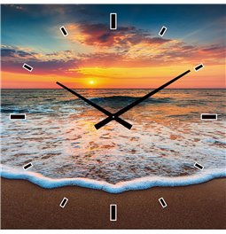 Painting wall clock Waves on the beach, 60x60cm
