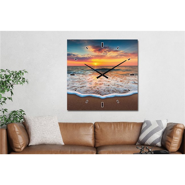 Настенные часы - картина Waves on the beach, 60x60cm