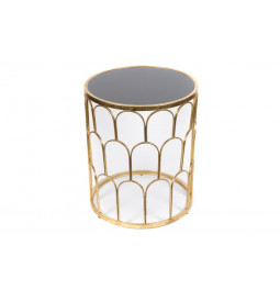 Side table Burch L, golden/black, glass/metal, D50x60cm