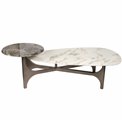 Coffee table Walle artificial marble/metal, H37x144x67cm