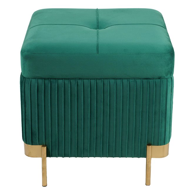 Pouf with storage Calanna L, green, velvet, H48x49x49cm