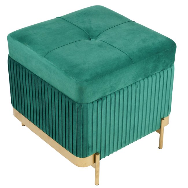 Pouf with storage Calanna L, green, velvet, H48x49x49cm