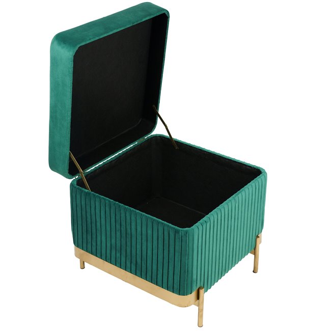 Pouf with storage Calanna L, green, velvet, H48x49x49cm