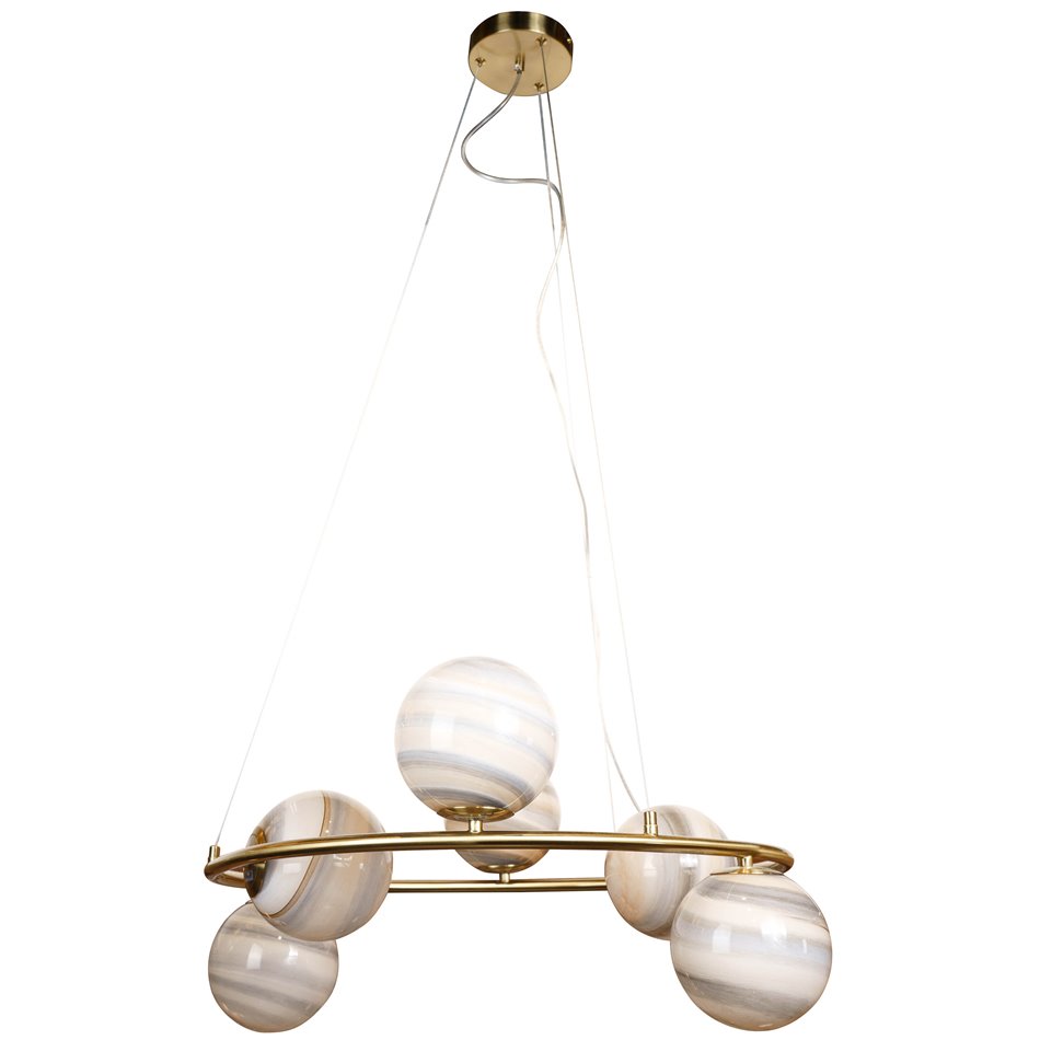 Ceiling lamp Rokko 6, beige/blue/chrome color, D75xH14cm, E14x6 40W(MAX)