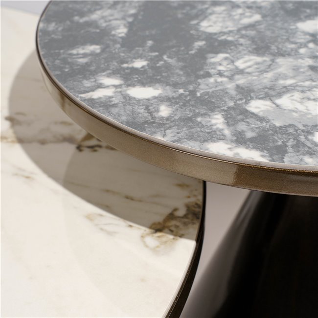 Набор журнальных столиков Waldev, 2 шт., спеченный камень/металл, D83см H40, D50см H50см