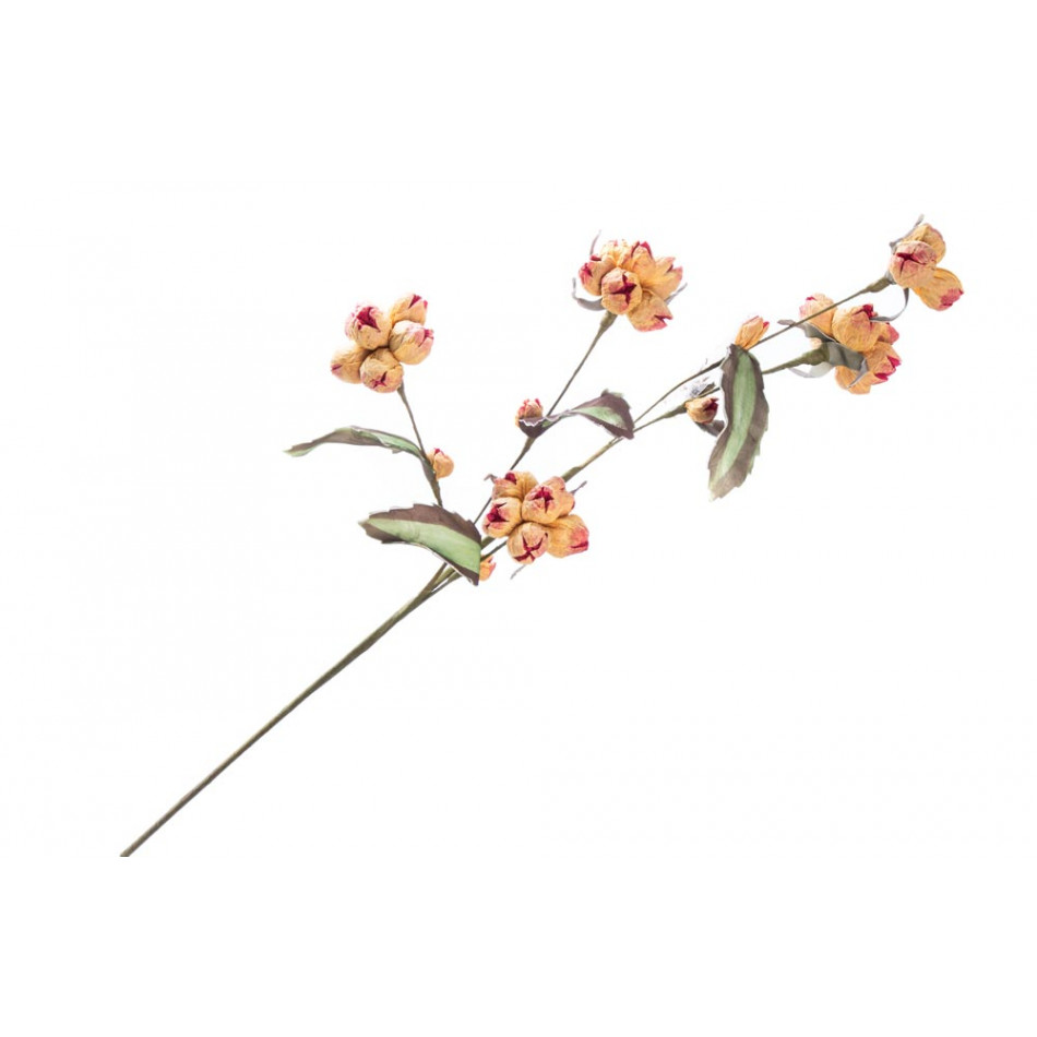 Branch with leaves and flowers, yellow/red, H83cm