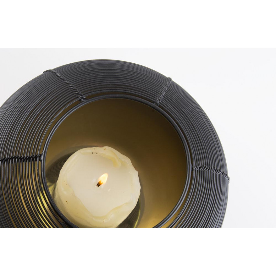 Candle holder Skult, black/golden, 18x18x14cm