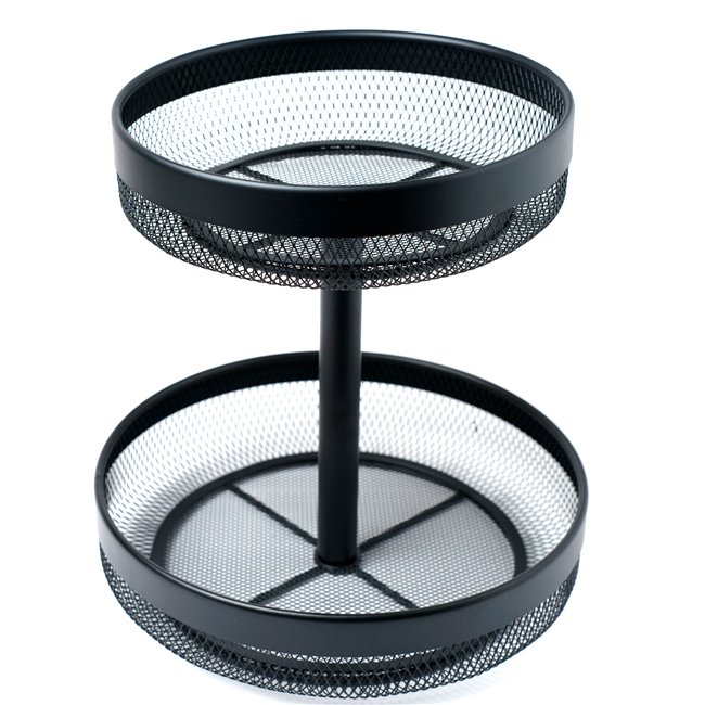 2-tier MAYAJ Fruit basket, black, H31cm D30cm