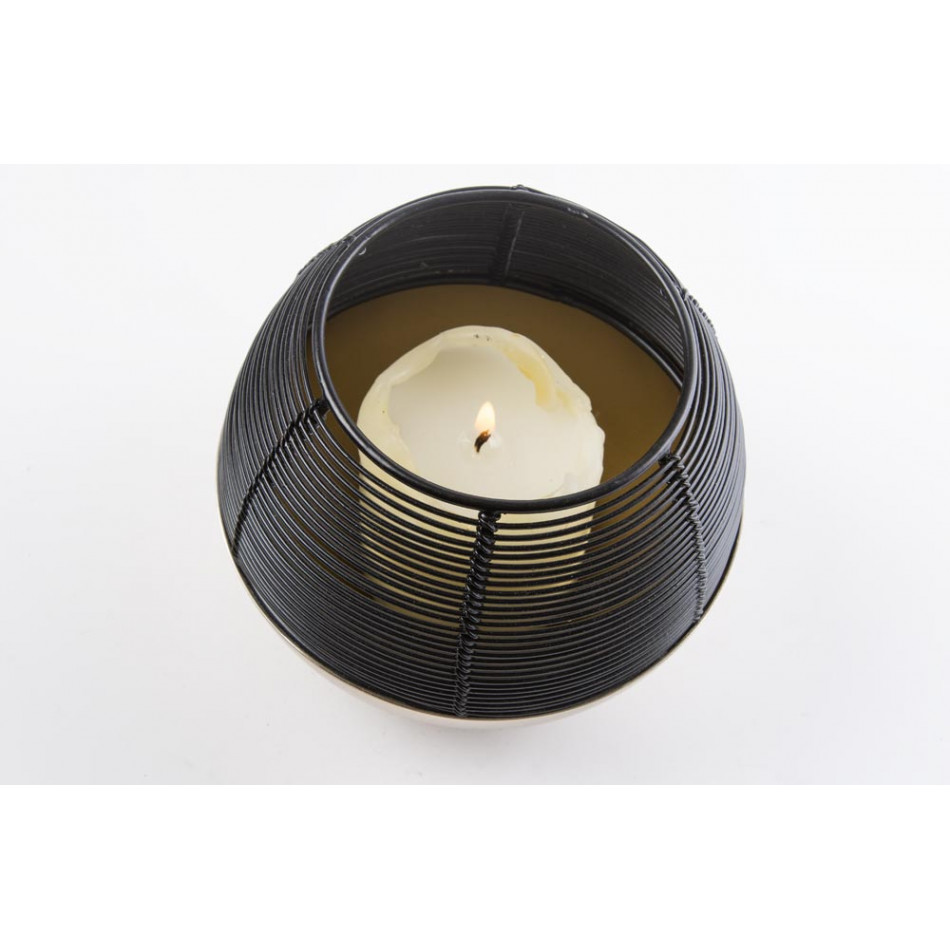 Candle holder Skult, black/golden, 13x13x10.5cm
