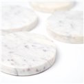 Coaster set 4, Verre, white marble, D10cm