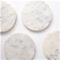 Coaster set 4, Verre, white marble, D10cm