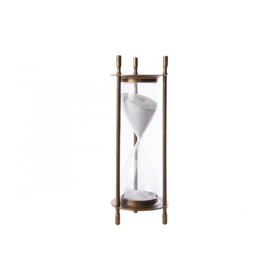 Hour glass Sandtimer, 5 min., brass, 7x7x19.5cm
