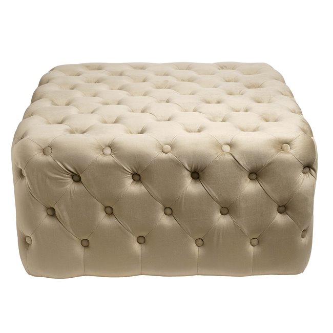 Square stool Lacone, taupe, velvet, H42x84x84cm