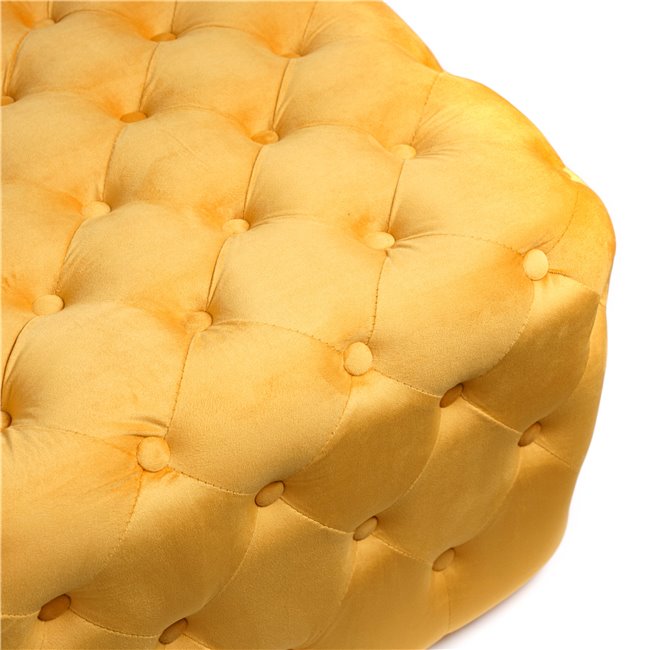 Square stool Lacone, gold color, velvet, H42x84x84cm