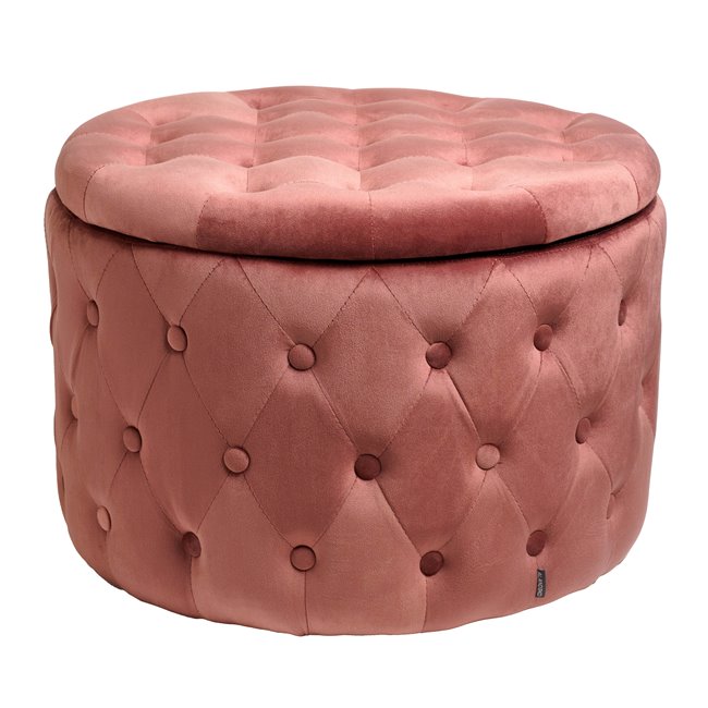 Pouf with storage Lailly Roundi, mauve, velvet, H42xD60cm