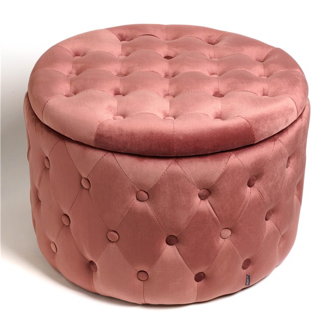 Pouf with storage Lailly Roundi, mauve, velvet, H42xD60cm