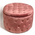Pouf with storage Lailly Roundi, mauve, velvet, H42xD60cm