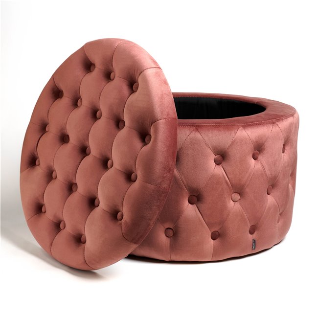 Pouf with storage Lailly Roundi, mauve, velvet, H42xD60cm
