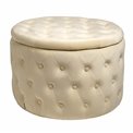 Pouf with storage Lailly Round, perl, velvet, H42xD60cm