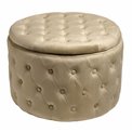 Pouf with storage Lailly Round, taupe,velvet, H42xD60cm