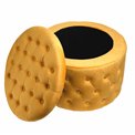 Pouf with storage Lailly Round, gold color, velvet, H42xD60cm