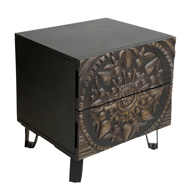 Side table Craft, mango wood/MDF/metal, black, H45x40x45cm