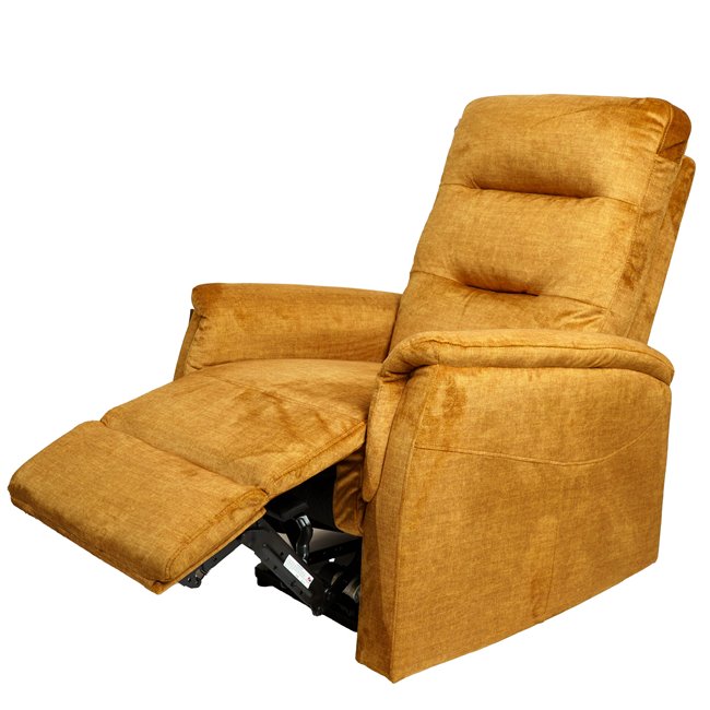 Electric recliner Oktavio, amber color, H90-105x78x93-156cm, seat height 59cm