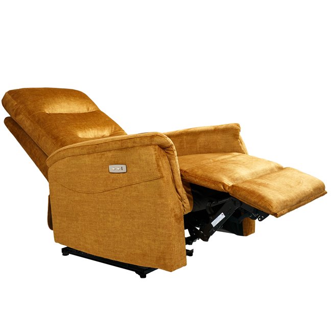 Electric recliner Oktavio, amber color, H90-105x78x93-156cm, seat height 59cm